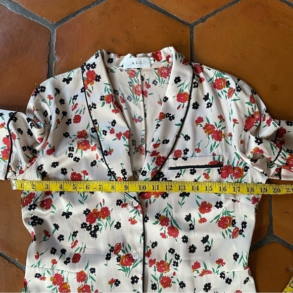 ALC Floral Silk Ruthie Pajama Dress Pink Black Red Size 8 - Picture 12 of 12